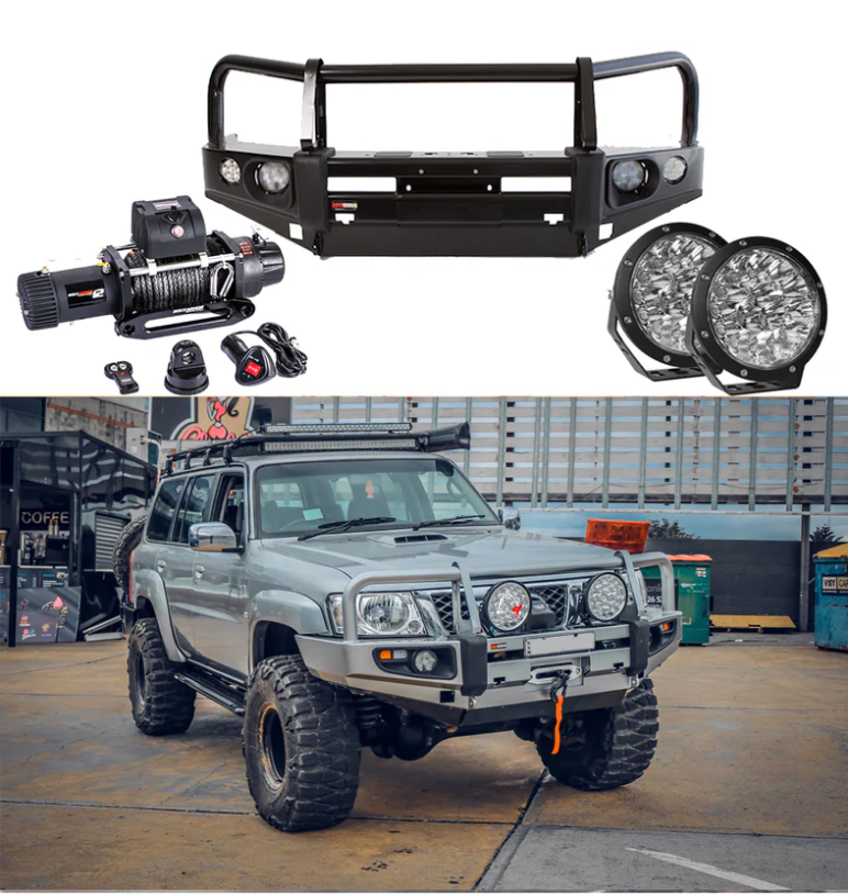Rockarmor Premium Bullbar Frontal Combo To Suit Nissan Patrol Gu4 2005 To Current (Full Bar Replacement)