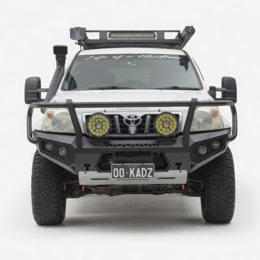 Rockarmor GT Hoop Bullbar Toyota Prado 120 Series front view installed
