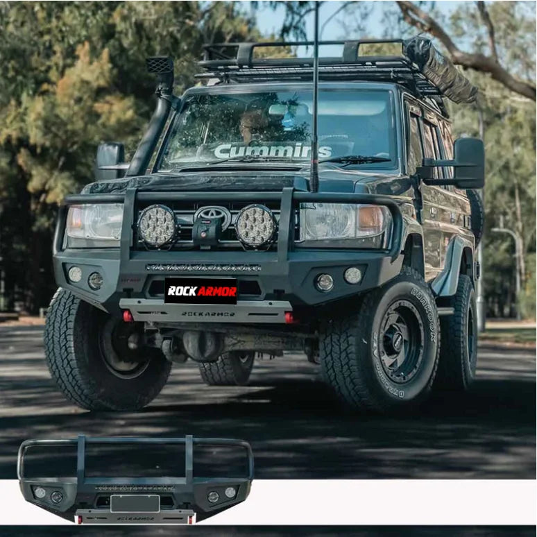 Rockarmor Gt Hoop Steel Bullbar - Toyota Landcruiser 76,78,79 2007-2023 (Full Bar Replacement) - Winch Bar