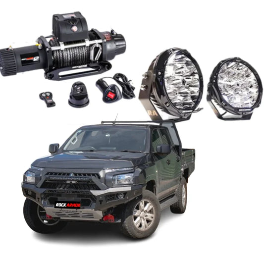 Rockarmor Gt Hoopless Bullbar Combo Pack - Mitsubishi Mv Triton 2024 - Winch Bar Combo