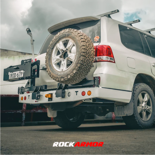 ROCKARMOR STEEL DUAL WHEEL CARRIER TO SUIT TOYOTA LANDCRUISER  FJ200 2008 To Current  (WITH BUILT IN TOWBAR)