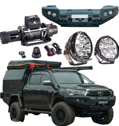 ROCKARMOR GT HOOPLESS BULLBAR COMBO PACK TO SUIT TOYOTA HILUX 2020+