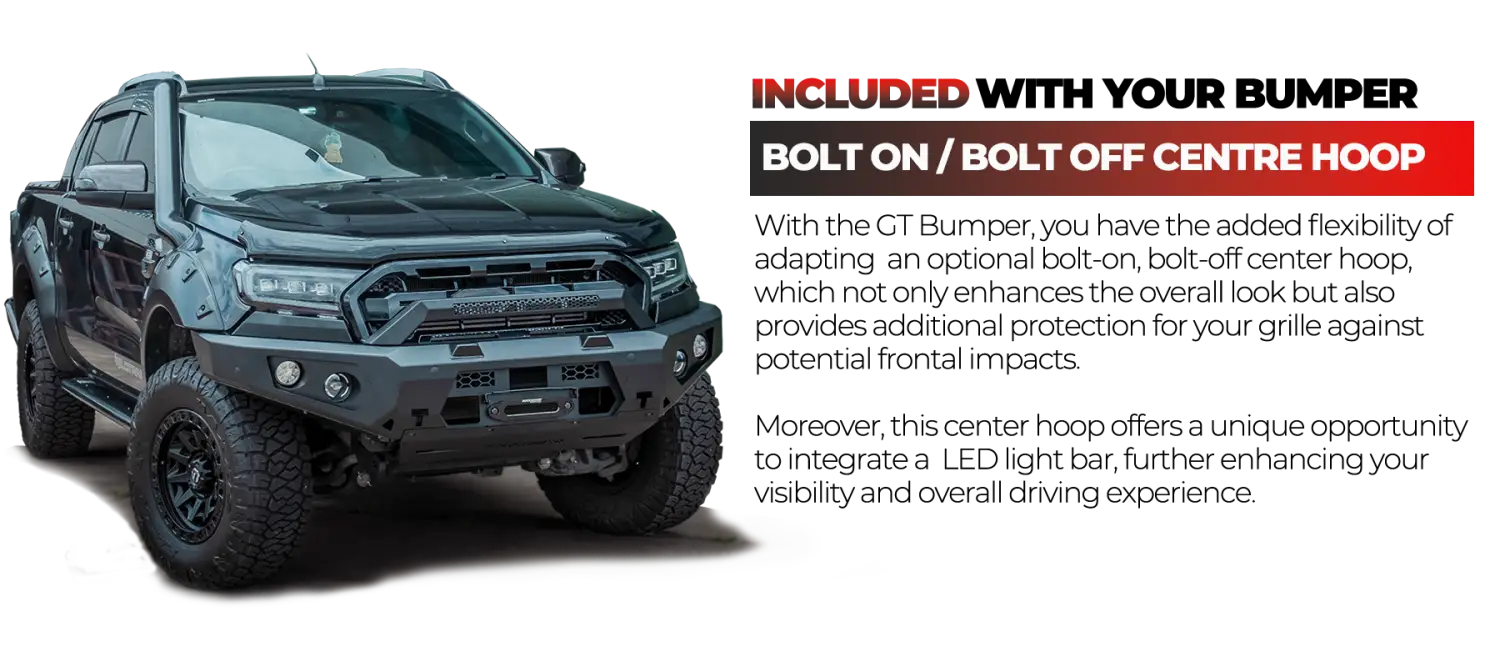 Rockarmor Gt Steel Hoopless Bullbar Combo Pack - Ford Ranger PX2 & 3