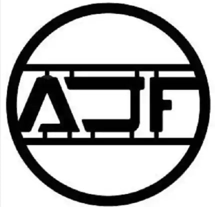 Circular logo with stylized letters.