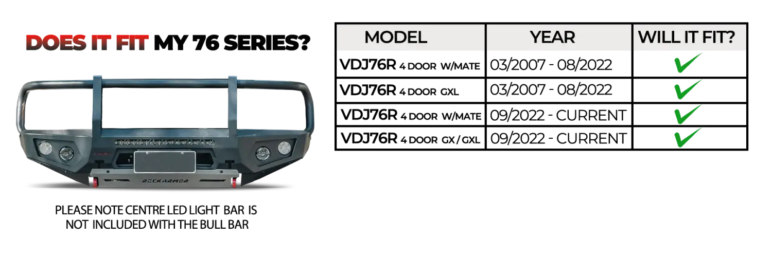 Rockarmor Gt Hoop Steel Bullbar - Toyota Landcruiser 79 03/2007 - 11/2023 (Full Bar Replacement)