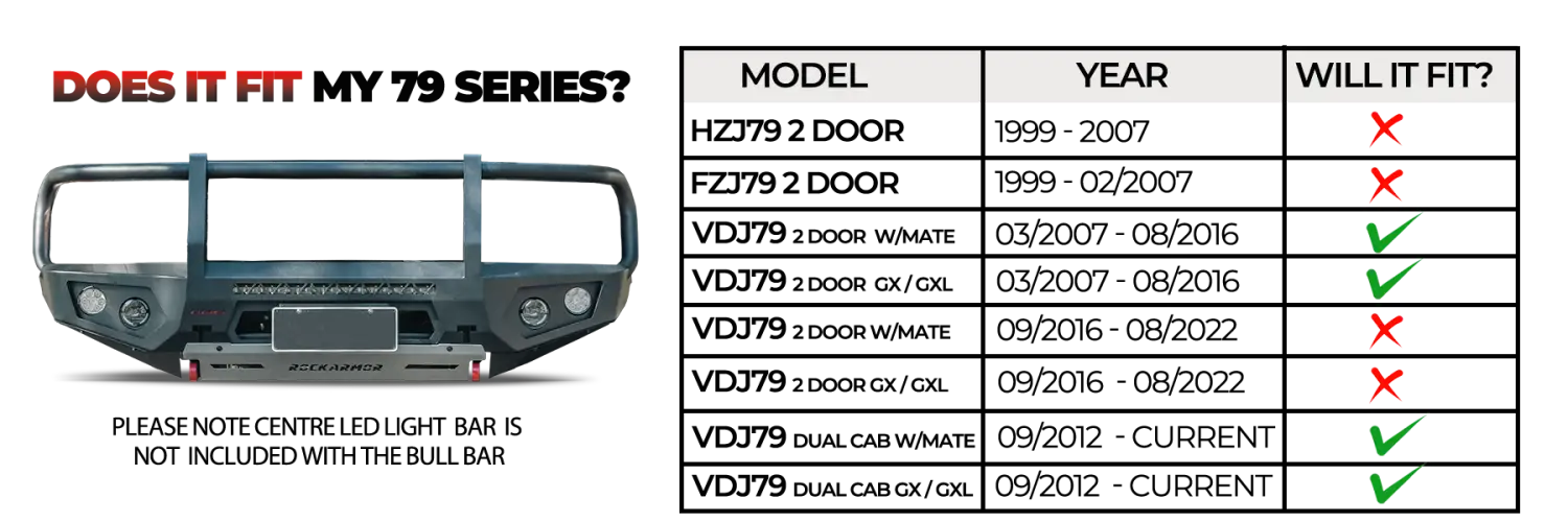 Rockarmor Gt Hoop Steel Bullbar - Toyota Landcruiser 79 03/2007 - 11/2023 (Full Bar Replacement)