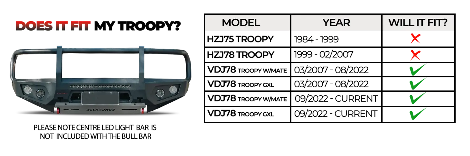 Rockarmor Gt Hoop Steel Bullbar - Toyota Landcruiser 79 03/2007 - 11/2023 (Full Bar Replacement)