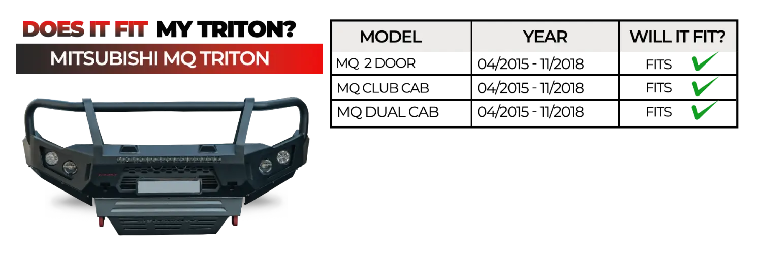 Rockarmor Gt Hoop Bullbar Combo Pack - Mitsubishi Mq Triton