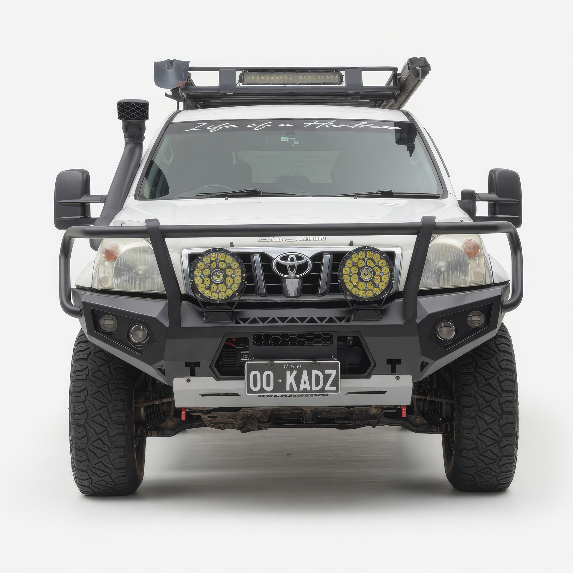 Rockarmor GT Hoop Bullbar Toyota Prado 120 Series front view installed