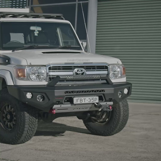 Rockarmor Gt Steel Hoopless Bullbar - Toyota Landcruiser 76,78,79 2007-2023 (Full Bar Replacement)