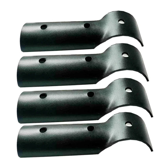 Four matte black metal brush bar clamps in a fitting kit 60-63mm for rockarmor brush bar installation