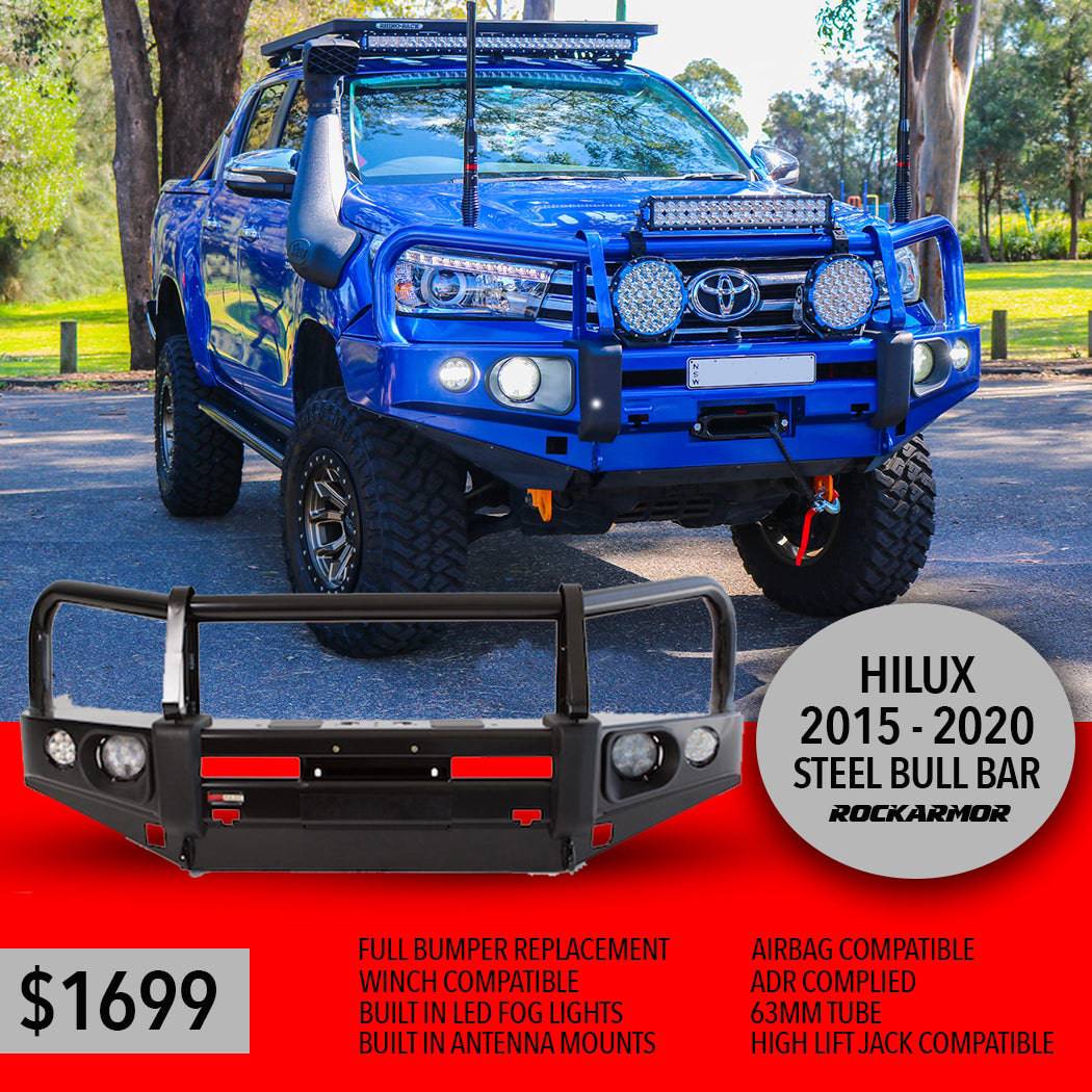 Rockarmor Elite Hoop Steel Bullbar - Toyota Hilux N80 2015-2020 (Full Bar Replacement)