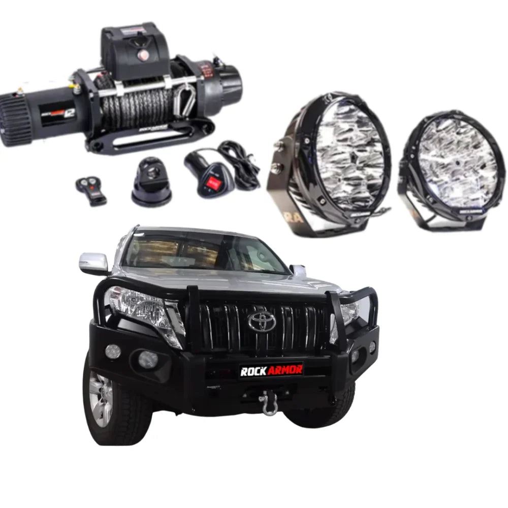 Rockarmor Elite Hoop Steel Bullbar Combo Package - Toyota Prado Fj150 2018-Current (Full Bar Replacement)
