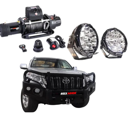 Rockarmor Elite Hoop Steel Bullbar Combo Package - Toyota Prado Fj150 2018-Current (Full Bar Replacement)