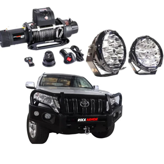 Rockarmor Elite Hoop Steel Bullbar Combo Package - Toyota Prado Fj150 2018-Current (Full Bar Replacement)