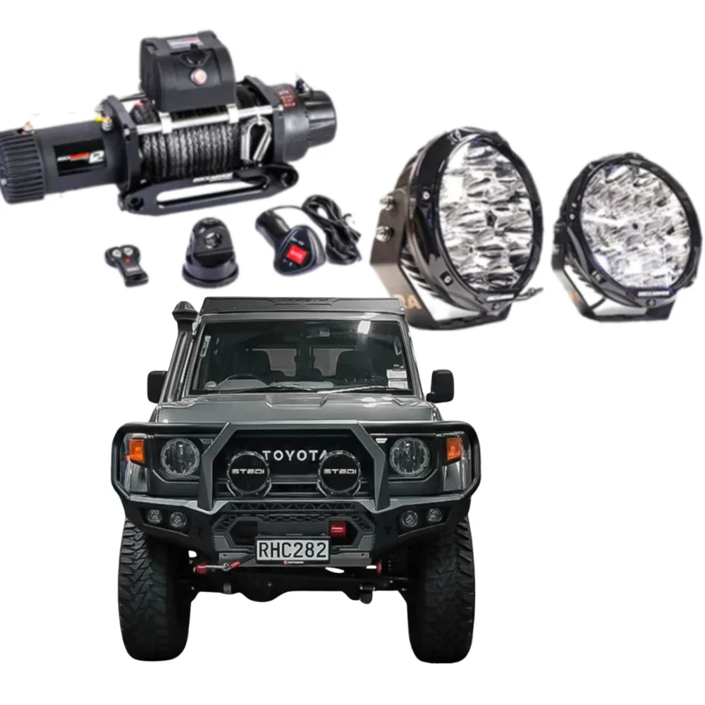 Rockarmor Gt Hoop Steel Bullbar Combo - Toyota Landcruiser 76 78 79 2023+ (Full Bar Replacement)