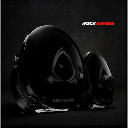 Glossy black off-road lights on rockarmor gt steel hoopless bullbar combo for Ford Ranger PX2 and 3 use