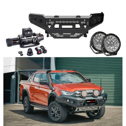 Off-road vehicle accessories featuring rockarmor gt steel hoopless bullbar combo pack for mazda bt50 2020 plus