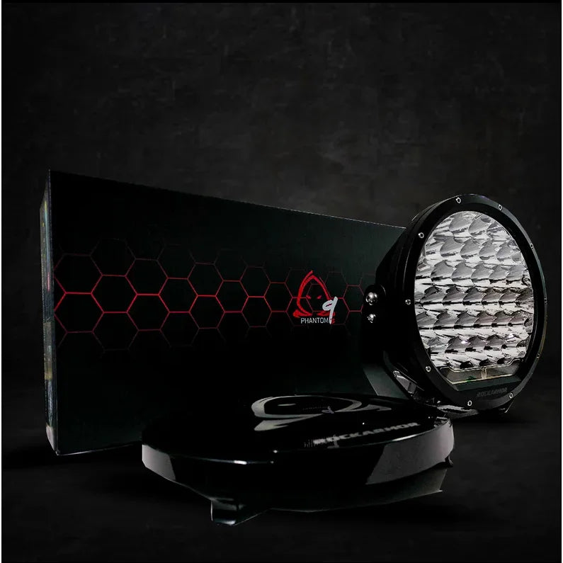 Round LED driving light with packaging from Rockarmor Phantom 9Inch LED Driving Lights