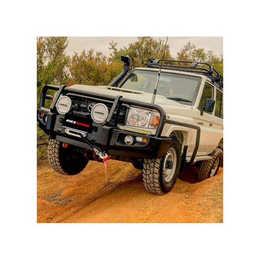 White rockarmor premium steel bullbar with winch for Toyota Landcruiser 76/78/79 2005 plus with fog lights support