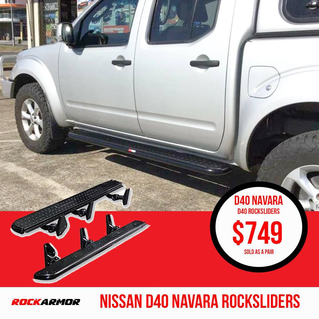Rockarmor Steel Rockslider Side Steps - Nissan Navara D40