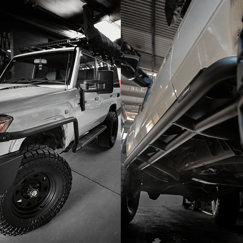 Rockarmor Steel Rock Slider Side Steps To Suit Toyota Landcruiser 76 Series 2007-2022