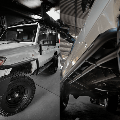 Rockarmor Steel Rock Slider Side Steps To Suit Toyota Landcruiser 76 Series 2007-2022