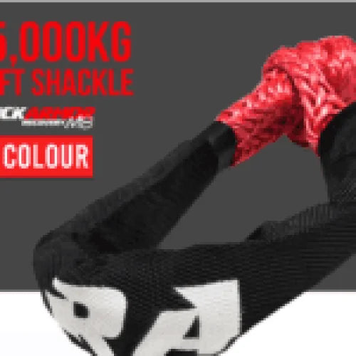Soft shackle 15t red and black braided rope high strength recovery alternative for heavy lifting and towing