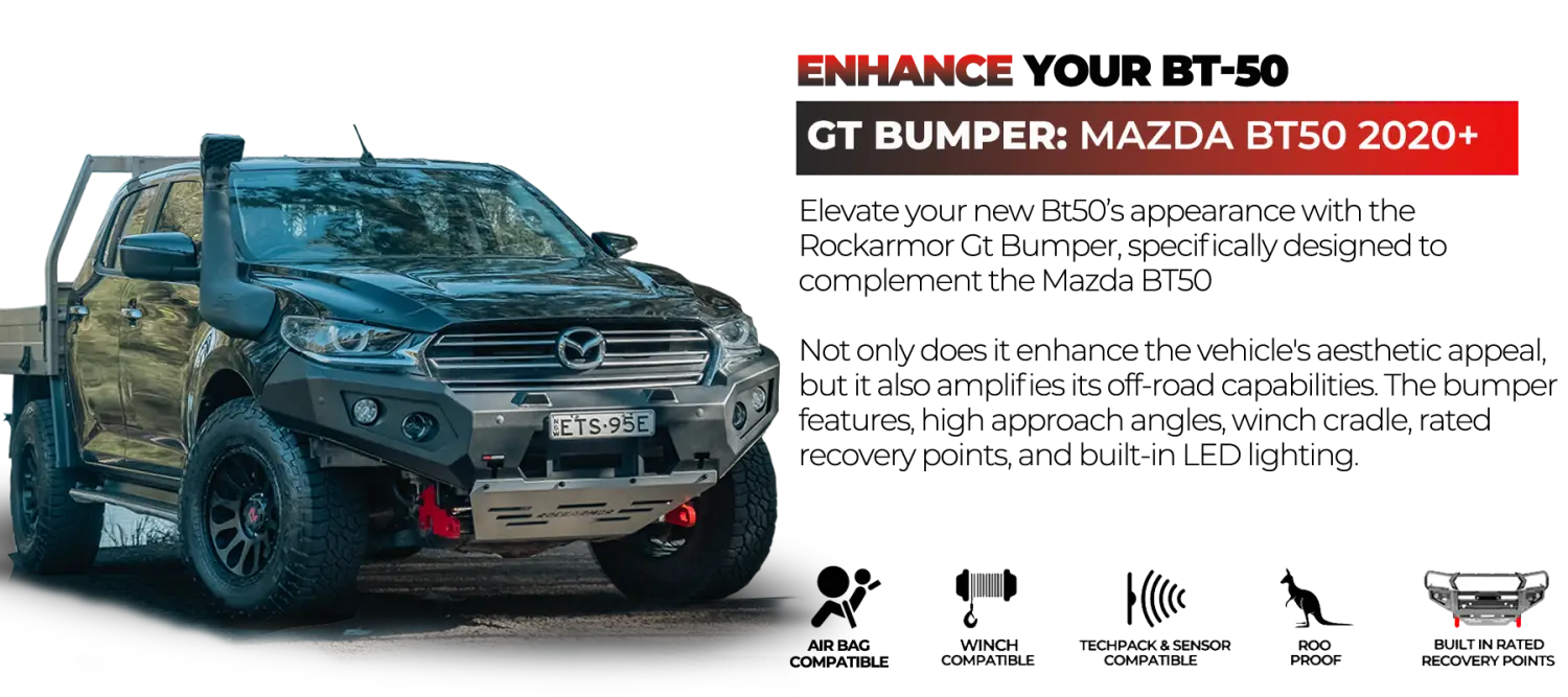 Rockarmor Gt Steel Hoopless Bullbar Combo Pack - Mazda Bt50 2020+